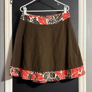 Bob Timberlake Fall Linen Blend Floral A-Line Skirt Size: 10 Length: 21”